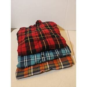 Lot of 3 Vintage LL Bean Cotton Plaid Shirt Size Large Slightly Fitted - Flawed